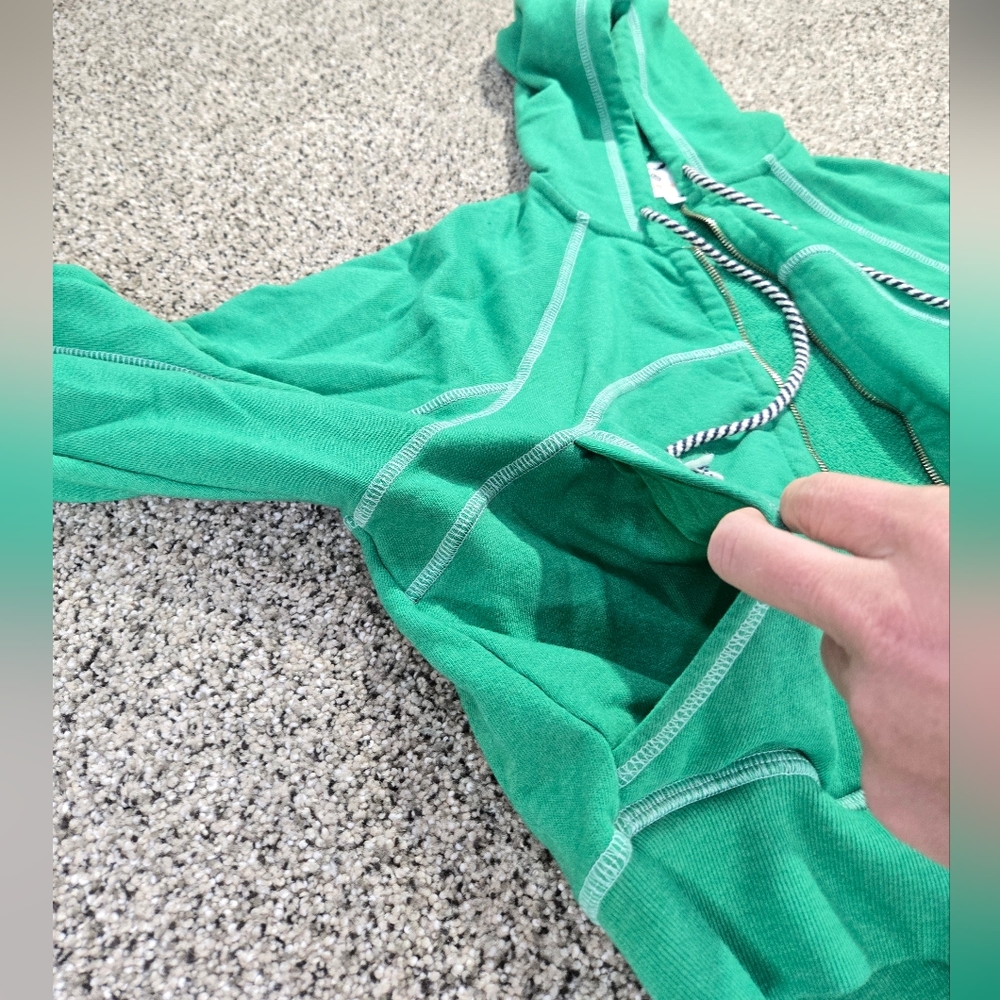 SUNDRY Horizon Zip-up Hoodie in Kelly Green Womens Size XS Cropped Relaxed EUC - Picture 4 of 12